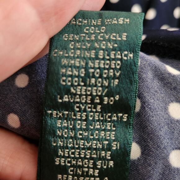 Lauren Ralph Lauren Women's Stretch Knit Sleeveless Polka Dot Dress Navy Blue 12 - Picture 6 of 6